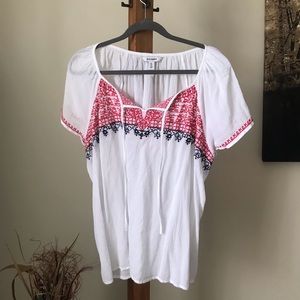 Old Navy Embroidered Split-Neck Blouse